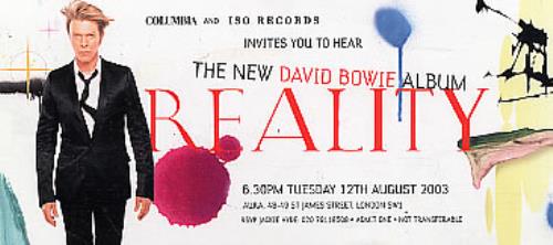 David Bowie Reality handbill UK BOWHBRE257516