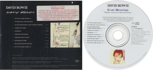David Bowie Scary Monsters CD album (CDLP) US BOWCDSC510890