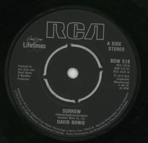 David Bowie Sorrow 7" vinyl single (7 inch record / 45) UK BOW07SO618742