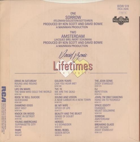 David Bowie Sorrow 7" vinyl single (7 inch record / 45) UK BOW07SO618742