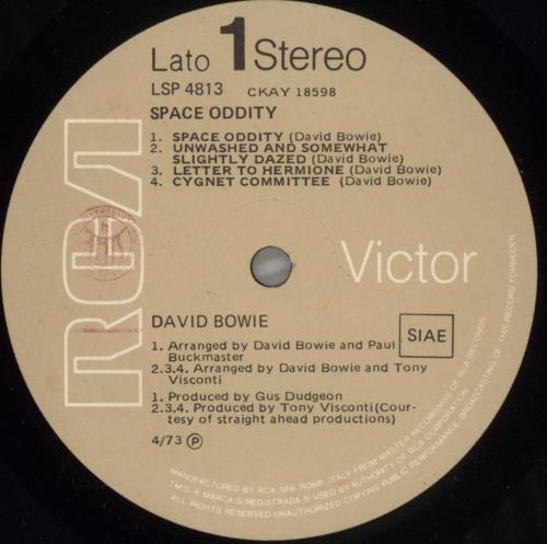David Bowie Space Oddity vinyl LP album (LP record) Italian BOWLPSP360991