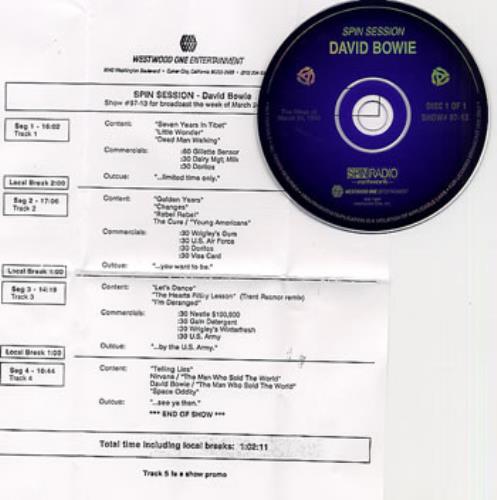 David Bowie Spin Session CD album (CDLP) US BOWCDSP264292