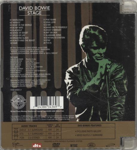 David Bowie Stage DVD-Audio disc UK BOWADST316815