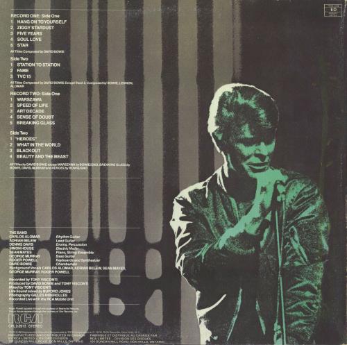 David Bowie Stage 2-LP vinyl record set (Double LP Album) Canadian BOW2LST833718