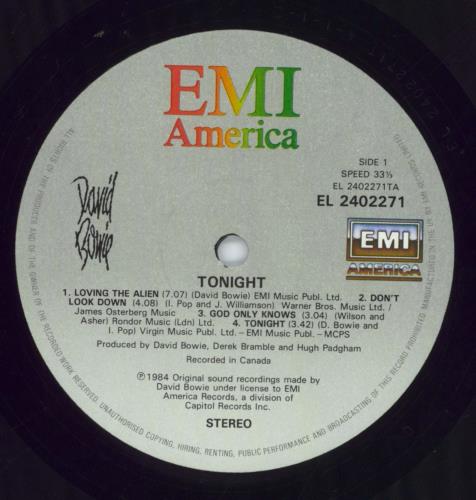 David Bowie Tonight - Open Shrink vinyl LP album (LP record) UK BOWLPTO817751