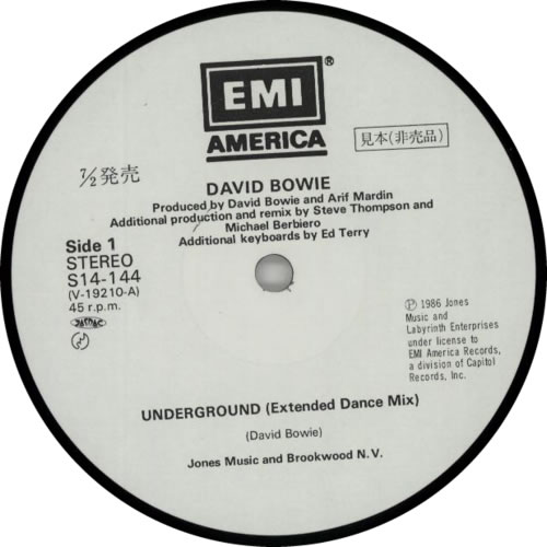 David Bowie Underground 12" vinyl single (12 inch record / Maxi-single) Japanese BOW12UN229444