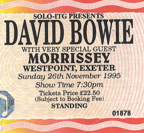 David Bowie Westpoint, Exter concert ticket UK BOWTIWE353485