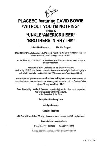 David Bowie Without You I'm Nothing 12" vinyl single (12 inch record / Maxi-single) UK BOW12WI144347