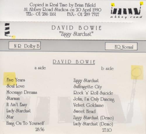 David Bowie Ziggy Stardust cassette album UK BOWCLZI43780