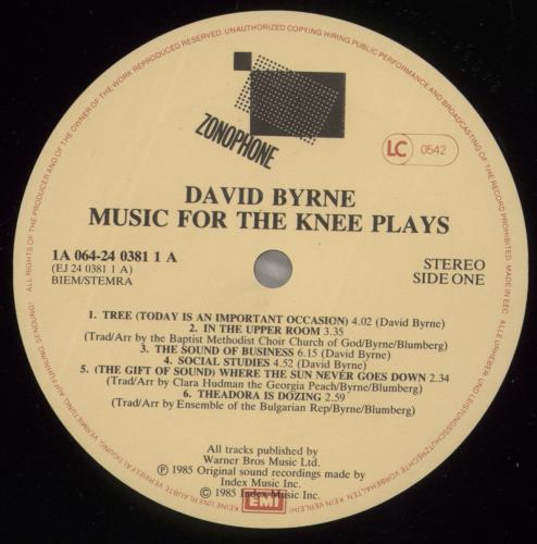 David Byrne Music For The Knee Plays vinyl LP album (LP record) Dutch BYNLPMU536920