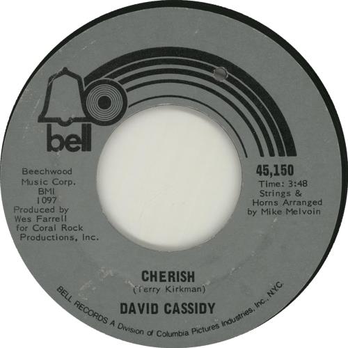 David Cassidy Cherish 7" vinyl single (7 inch record / 45) US DVD07CH655076