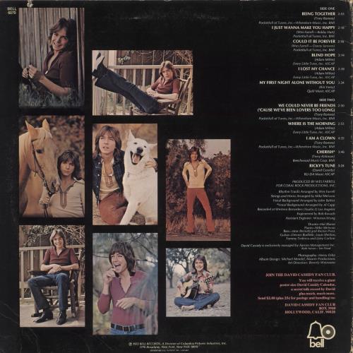 David Cassidy Cherish vinyl LP album (LP record) US DVDLPCH747201