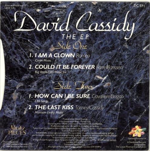 David Cassidy The E.P. 7" vinyl single (7 inch record / 45) UK DVD07TH167656