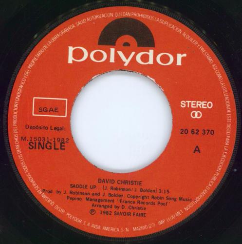 David Christie Saddle Up 7" vinyl single (7 inch record / 45) Spanish D1V07SA805548