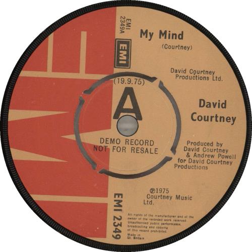 David Courtney My Mind 7" vinyl single (7 inch record / 45) UK DUV07MY703512