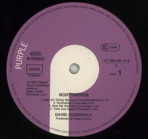 David Coverdale North Winds - 1st vinyl LP album (LP record) German DCOLPNO869338