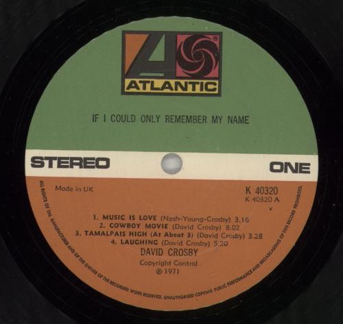 David Crosby If I Could Only Remember My Name - 2nd - EX vinyl LP album (LP record) UK D-CLPIF868676