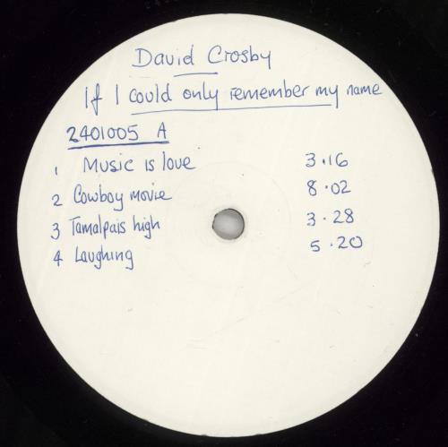 David Crosby If I Could Only Remember My Name - Test Pressing vinyl LP album (LP record) UK D-CLPIF880045