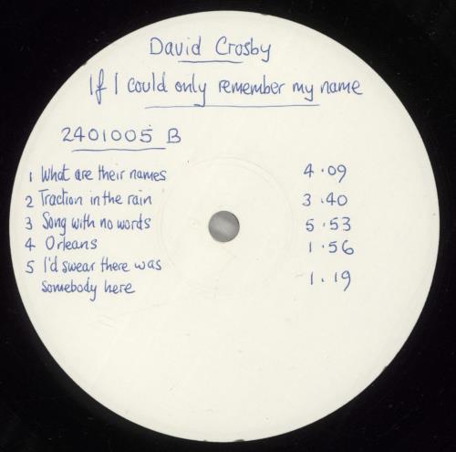 David Crosby If I Could Only Remember My Name - Test Pressing vinyl LP album (LP record) UK D-CLPIF880045