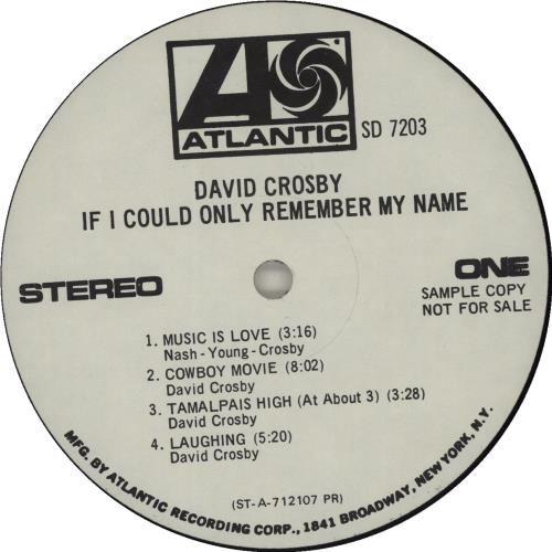 David Crosby If I Could Only Remember My Name vinyl LP album (LP record) US D-CLPIF685522