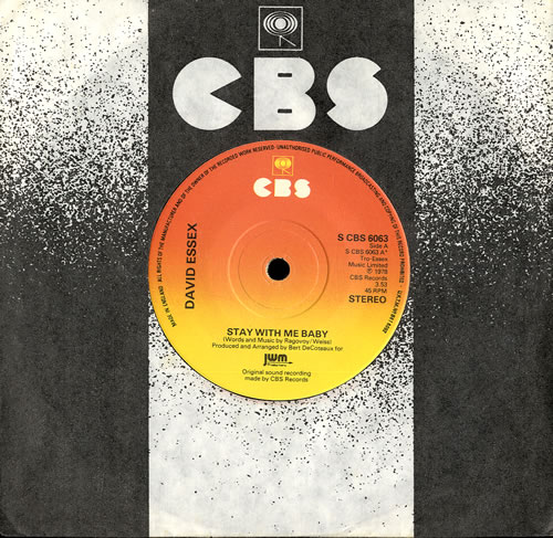 David Essex Stay With Me Baby 7" vinyl single (7 inch record / 45) UK ESS07ST102572