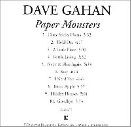 David Gahan Paper Monsters CD-R acetate US DGNCRPA251105