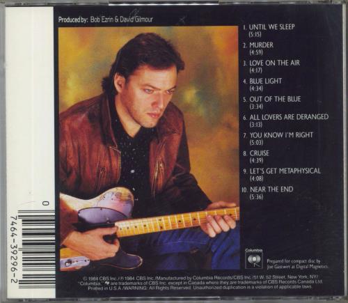 David Gilmour About Face CD album (CDLP) US DGLCDAB802273