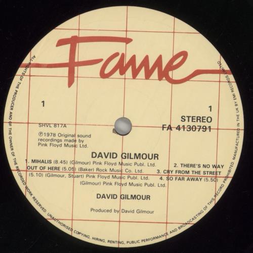 David Gilmour David Gilmour vinyl LP album (LP record) UK DGLLPDA518522