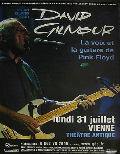 David Gilmour On An Island Tour poster French DGLPOON383213
