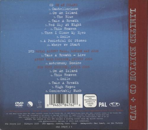 David Gilmour On An Island: Special Edition 2-disc CD/DVD set UK DGL2DON723175