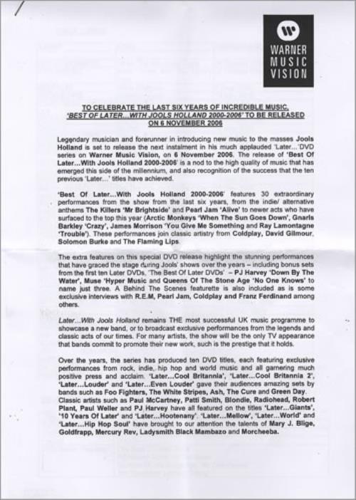 David Gilmour On An Island promo DVD-R UK DGLDRON423102