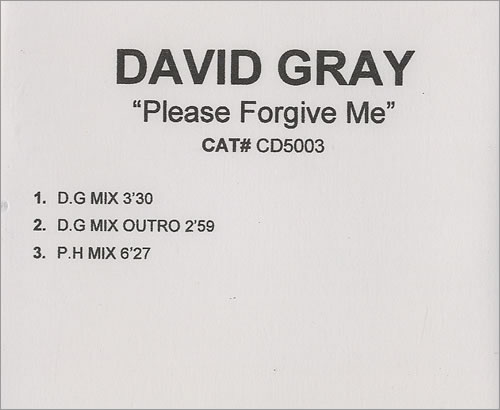 David Gray Please Forgive Me CD-R acetate UK DGRCRPL484837