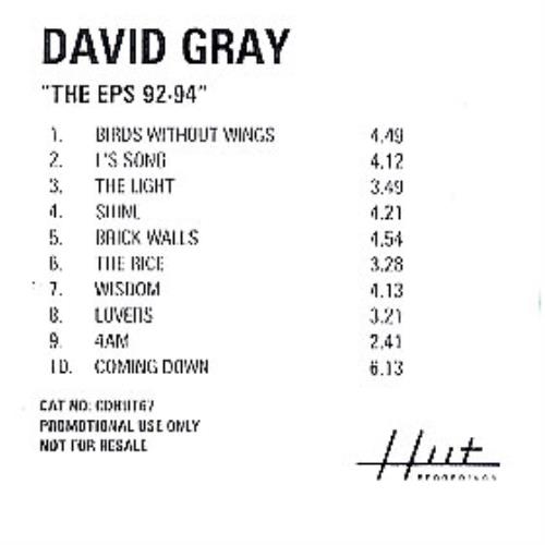 David Gray The EPs 92-94 CD-R acetate UK DGRCRTH188356