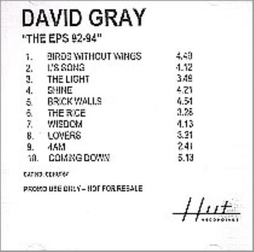 David Gray The EPS 92-94 CD-R acetate US DGRCRTH256099
