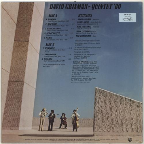 David Grisman Quintet '80 vinyl LP album (LP record) German D-GLPQU704609