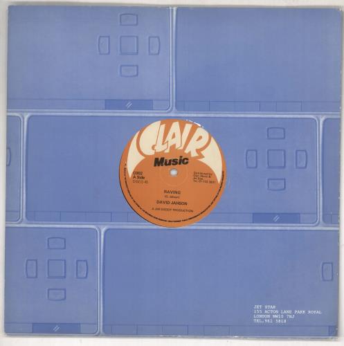 David Jahson Raving - Blue Vinyl 12" vinyl single (12 inch record / Maxi-single) UK 0D312RA735100