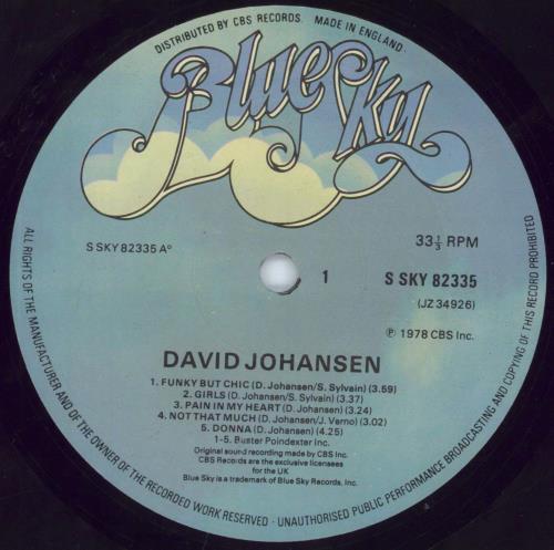 David Johansen David Johansen - Promo Stamped vinyl LP album (LP record) UK DVHLPDA815465