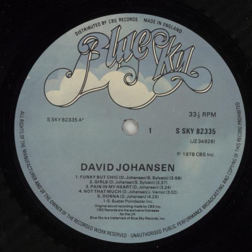 David Johansen David Johansen vinyl LP album (LP record) UK DVHLPDA417827