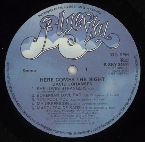 David Johansen Here Comes The Night vinyl LP album (LP record) UK DVHLPHE871736