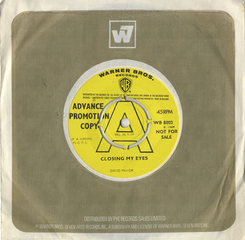 David McIvor Closing My Eyes 7" vinyl single (7 inch record / 45) UK D1M07CL482497