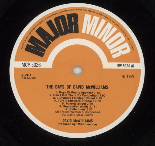 David McWilliams The Days Of David McWilliams vinyl LP album (LP record) UK VMCLPTH455230