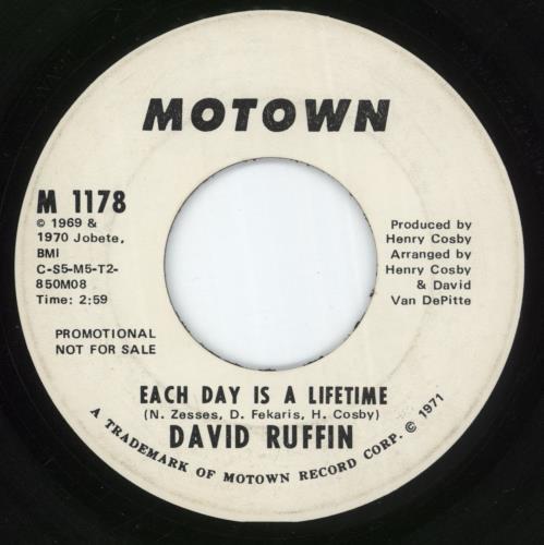 David Ruffin Each Day Is A Lifetime - White Label 7" vinyl single (7 inch record / 45) US RFF07EA882805
