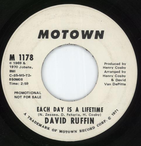 David Ruffin Each Day Is A Lifetime - White Label 7" vinyl single (7 inch record / 45) US RFF07EA882805