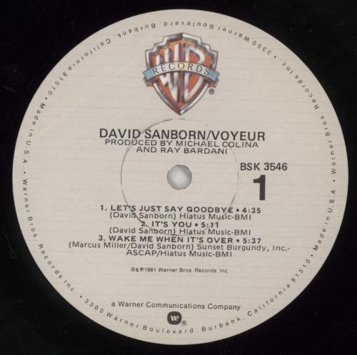 David Sanborn Voyeur vinyl LP album (LP record) US DS8LPVO647496