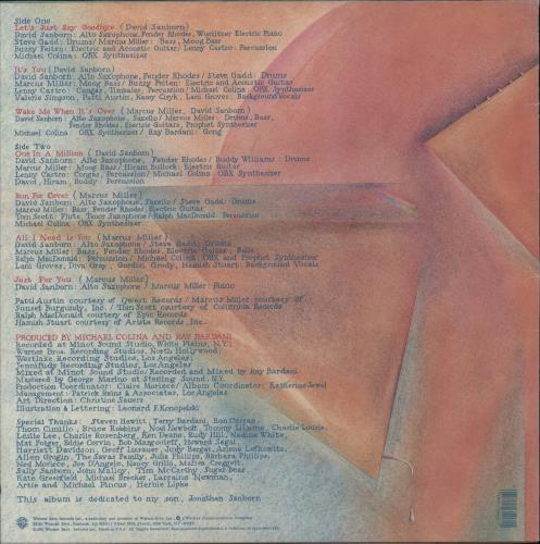 David Sanborn Voyeur vinyl LP album (LP record) US DS8LPVO647496