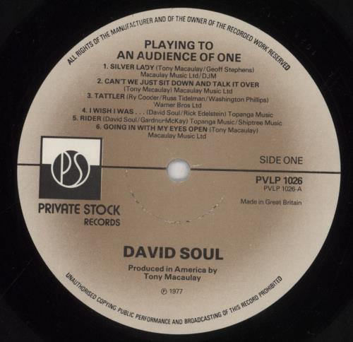 David Soul Playing To An Audience Of One vinyl LP album (LP record) UK UVDLPPL273707