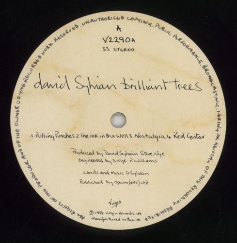 David Sylvian Brilliant Trees vinyl LP album (LP record) UK SYLLPBR794333