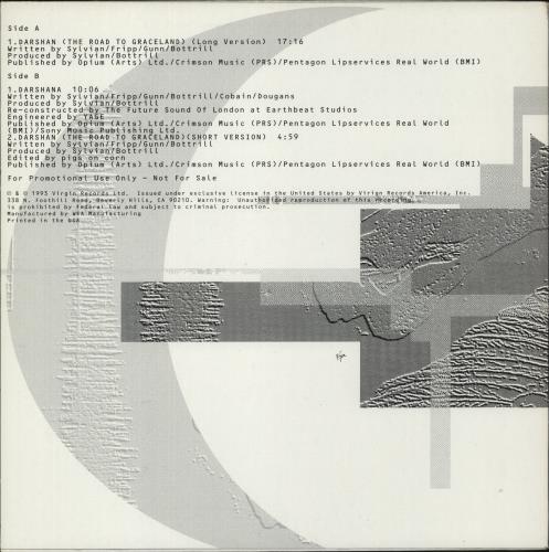 David Sylvian Darshan 12" vinyl single (12 inch record / Maxi-single) US SYL12DA29206