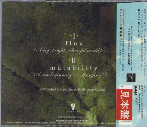 David Sylvian Flux + Mutability CD single (CD5 / 5") Japanese SYLC5FL315390