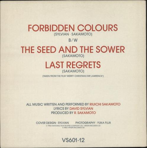 David Sylvian Forbidden Colours 12" vinyl single (12 inch record / Maxi-single) UK SYL12FO38838